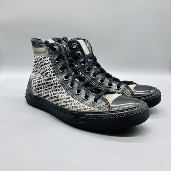 Converse Shoes Mens 8 Black Chuck Taylor All Star Logo Print High Top Sneakers - Picture 2 of 8